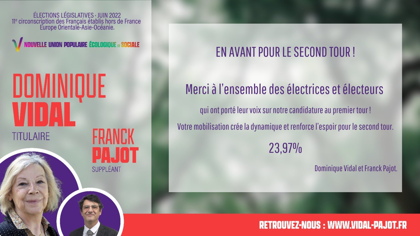 Dominique Vidal (PCF/NUPES) qualifiée pour le 2nd tour dans la 11ème circonscription des Français établis hors de France
