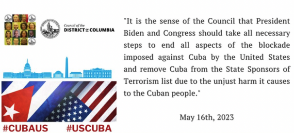 La ville de Washington demande la fin du blocus contre Cuba