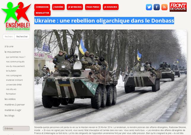 Ensemble, une organisation du Front de Gauche soutien de l'oligarchie ukrainienne ? Ensemble, une organisation du Front de Gauche soutien de l'oligarchie ukrainienne ?