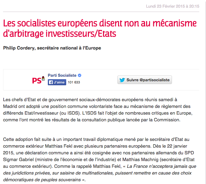 TAFTA : les sociaux démocrates valident en douce les tribunaux d'arbitrage