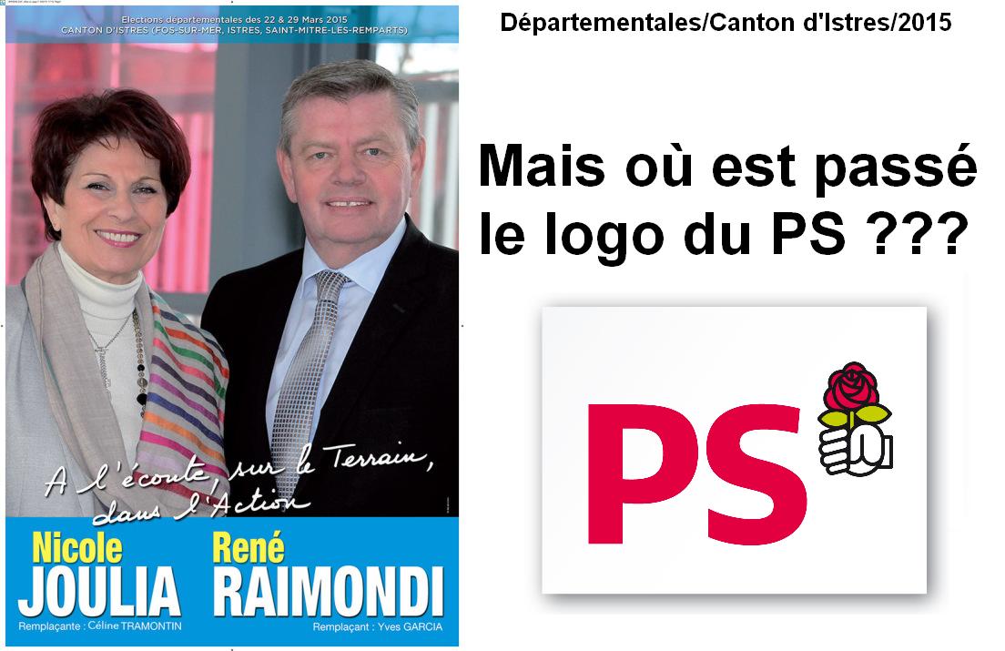 Canton d'Istres : Le logo du Parti Socialiste oublié par René Raimondi et Nicole Joulia ?