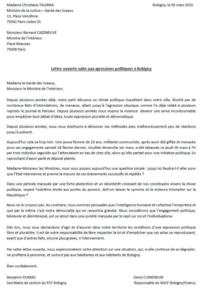 Emma, 20 ans, tabassée pour ses idées (MJCF)