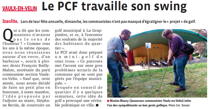 Vaulx-en-Velin : Le PCF travaille son swing (Le Progrès) Vaulx-en-Velin : Le PCF travaille son swing (Le Progrès)