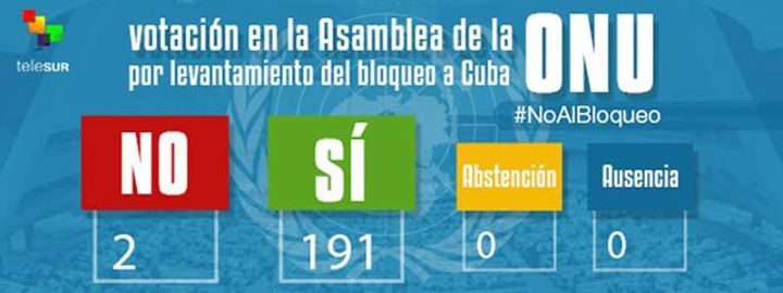 Cuba: majorité écrasante à l'ONU pour réclamer la fin de l'embargo étasunien