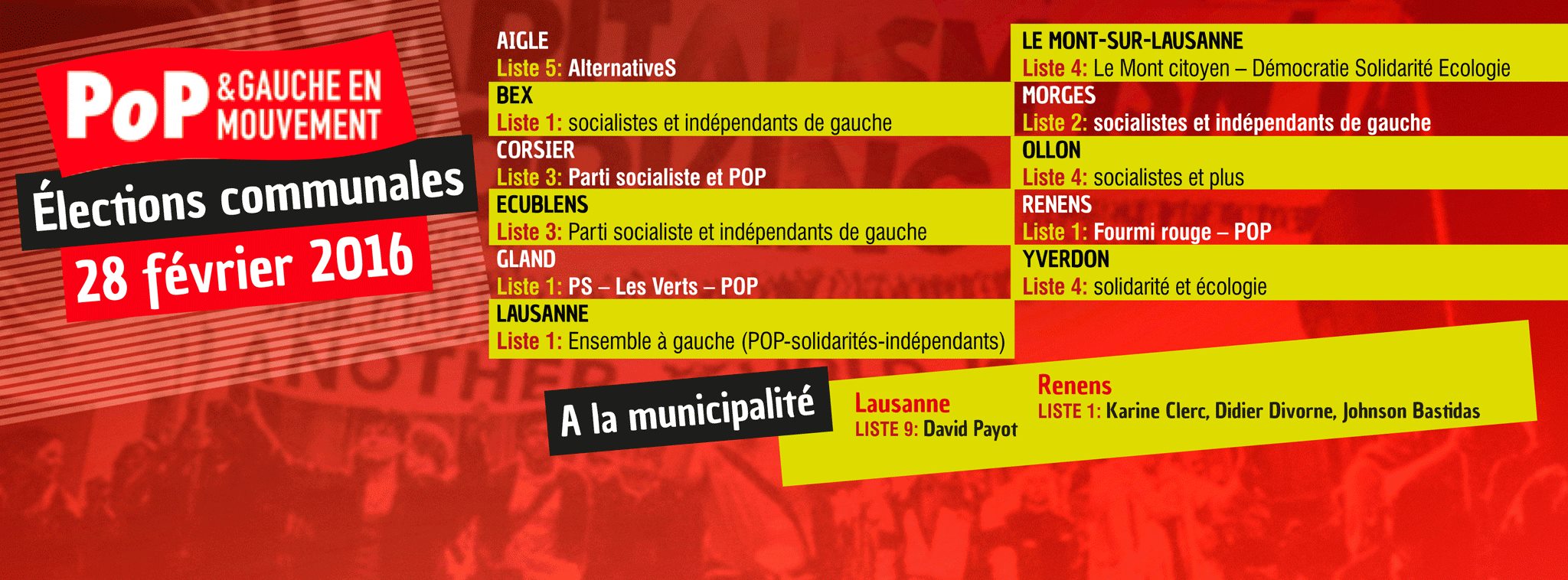 Le Parti Ouvrier et Populaire Vaudois (Suisse) toujours présent dans les Conseils communaux