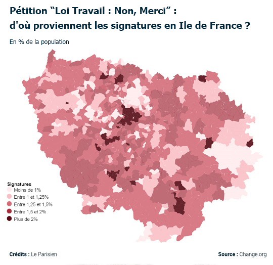 Loi El Khomri : d'où viennent les 1,1 million de pétitionnaires Loi El Khomri : d'où viennent les 1,1 million de pétitionnaires