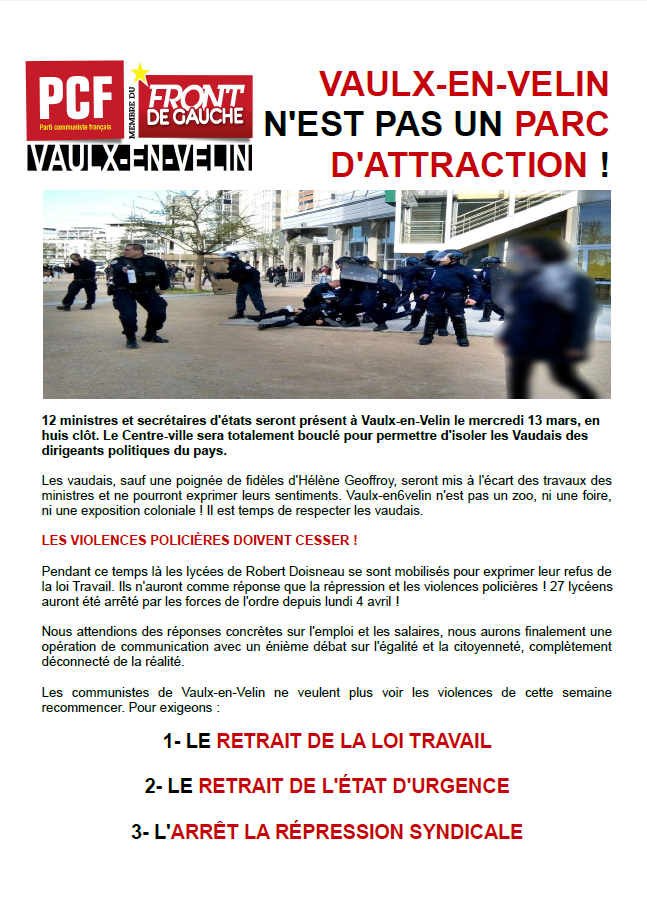 Vaulx-en-Velin n'est pas un parc d'attraction !