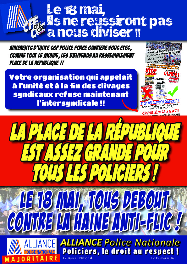 Manif "haine anti-flics" : Du beau monde Place de la République