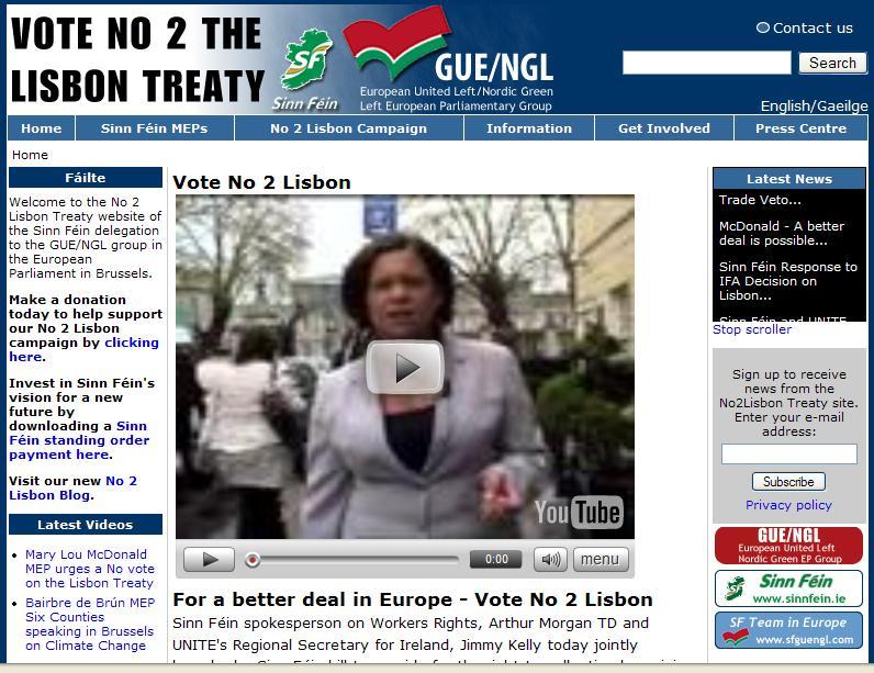 Le Sinn Fein en campagne pour le « non » au Mini-traité Européen