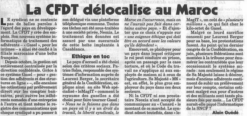 La CFDT délocalise au Maroc