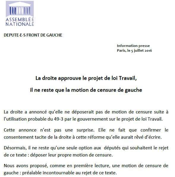 Loi Travail : La collusion PS et Les Républicains pour faire passer cette régression sociale Loi Travail : La collusion PS et Les Républicains pour faire passer cette régression sociale