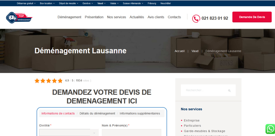 Top déménagement Lausanne