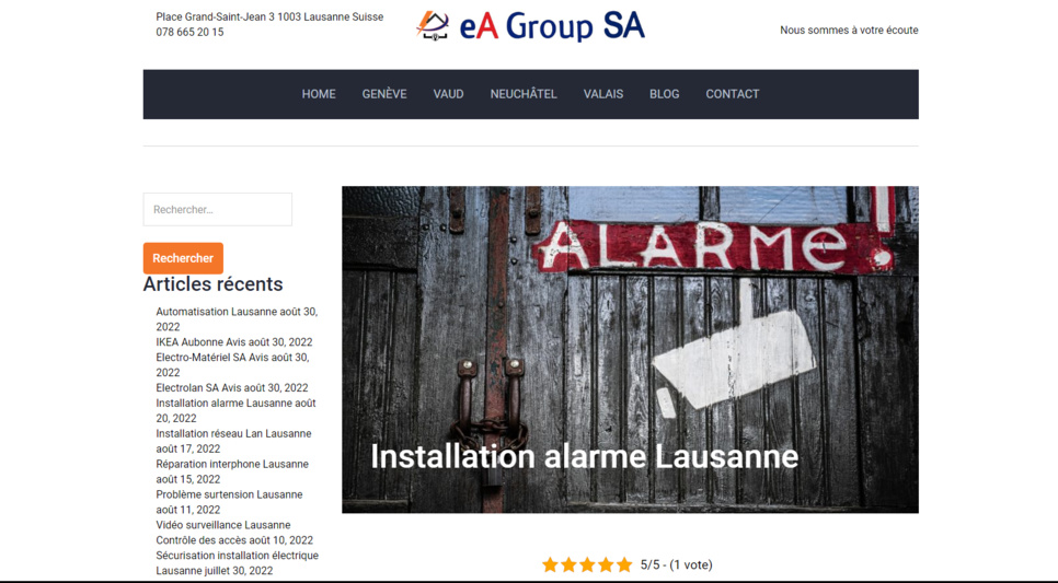 Installation alarme à Lausanne