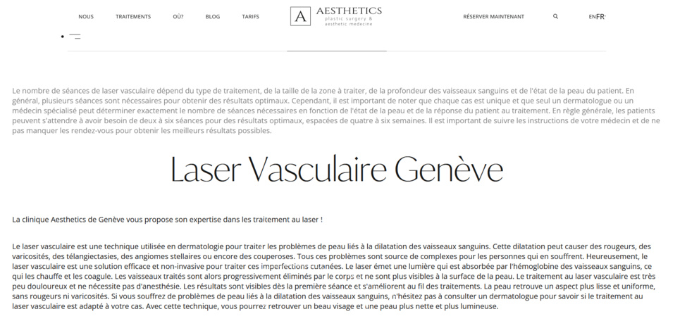 Laser Vasculaire en Suisse à Genève Laser Vasculaire en Suisse à Genève
