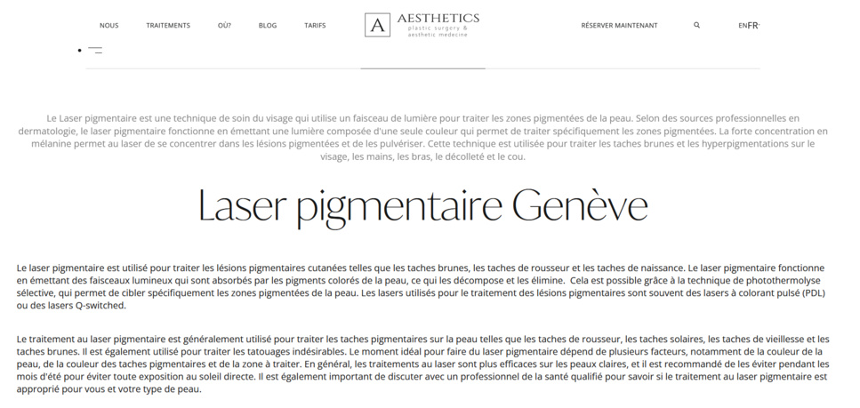 Laser pigmentaire en Suisse à Genève Laser pigmentaire en Suisse à Genève