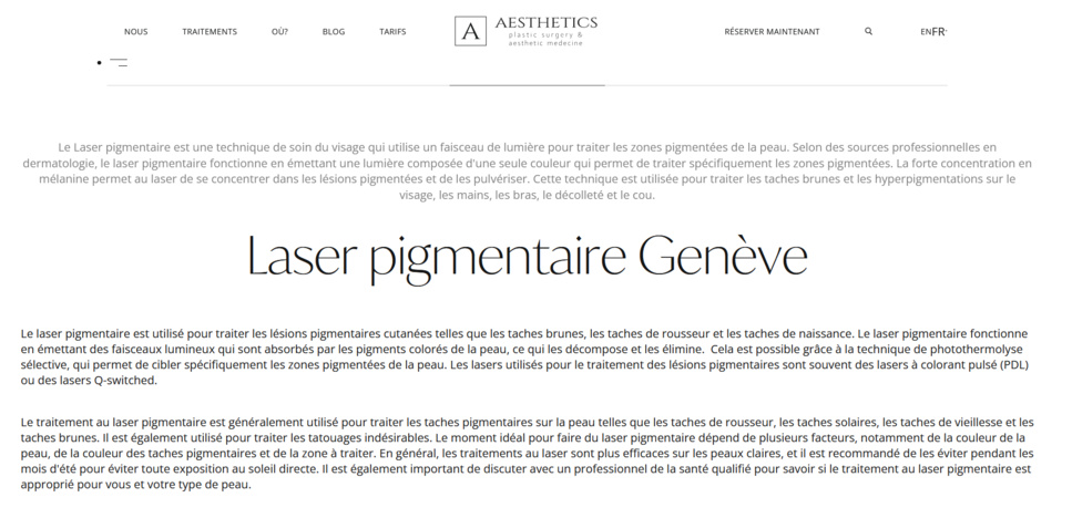 Laser pigmentaire en Suisse à Genève