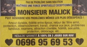 Pr Malick: voyant medium, marabout aux pouvoirs spirituels pour protection fidélité déblocage sexualité Guadeloupe DOM TOM