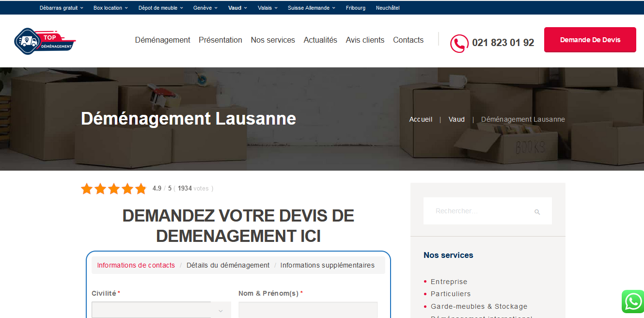 Top déménagement Lausanne