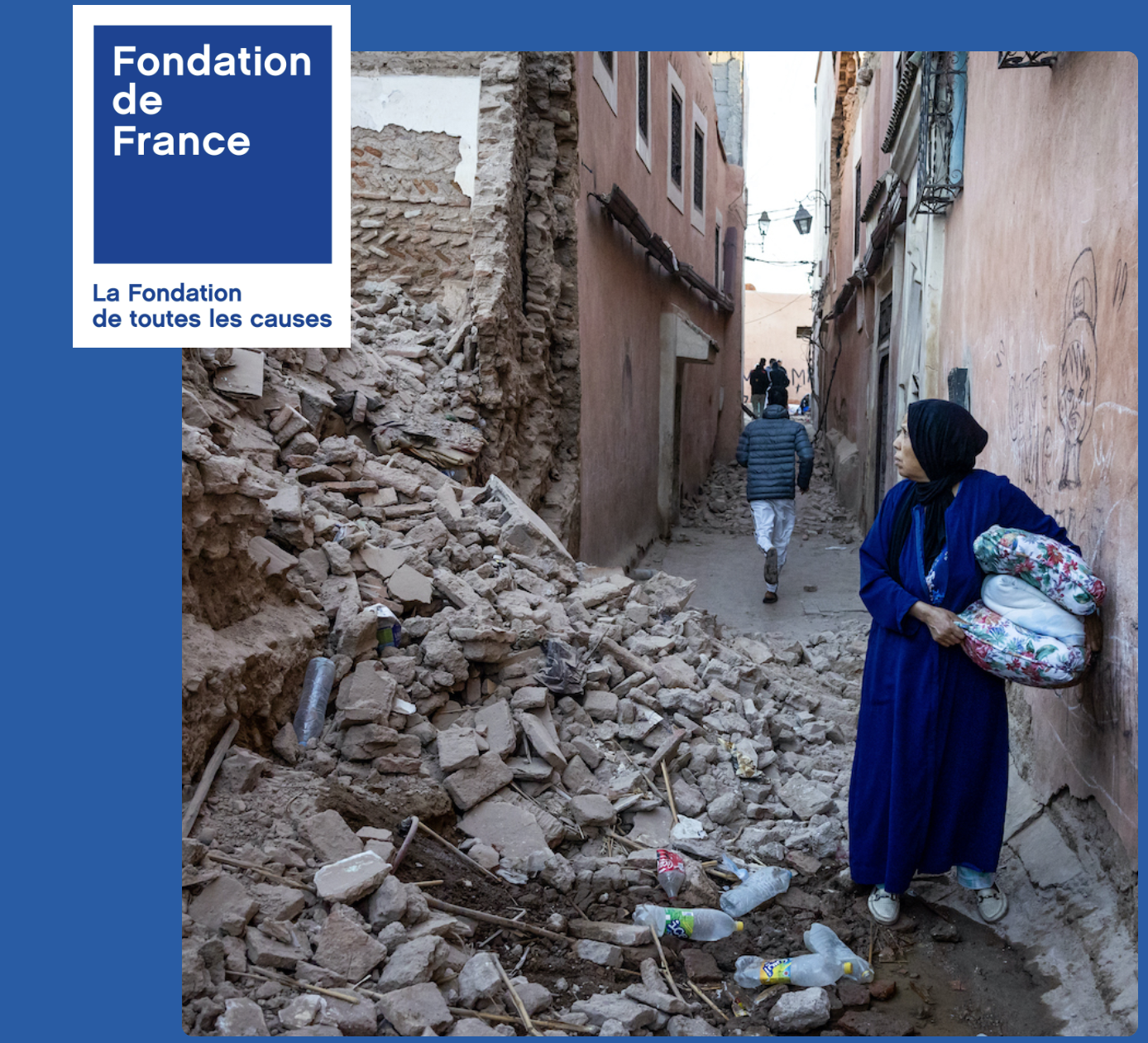 Je DONNE à la Fondation de France pour venir en aide aux populations marocaines