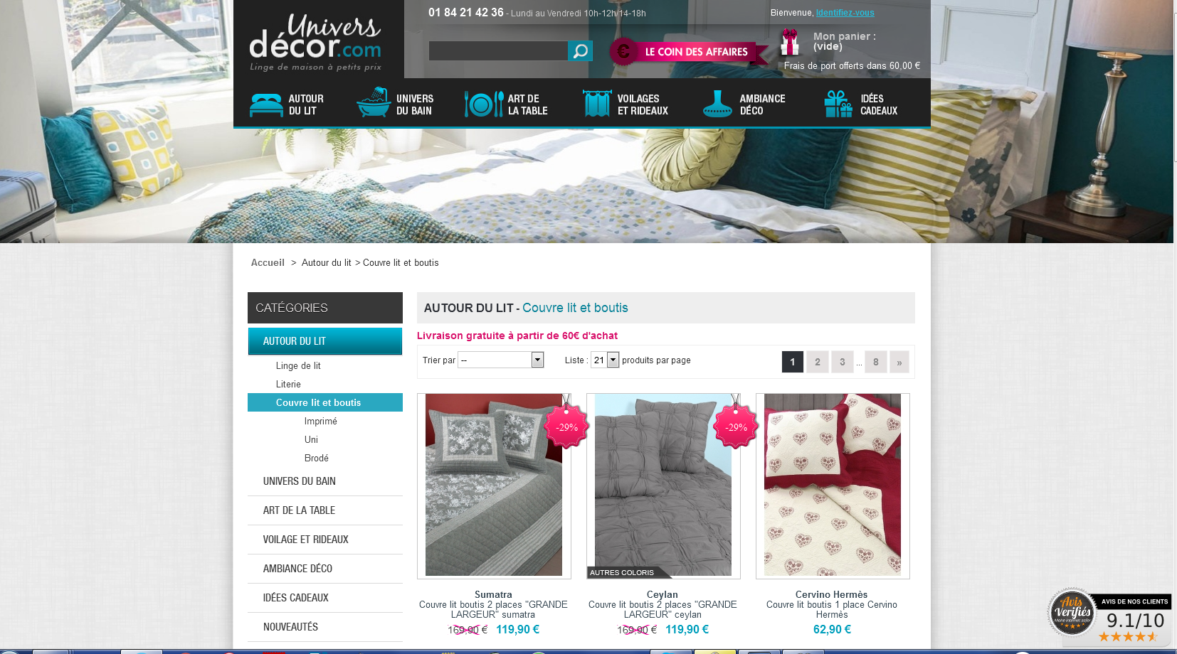 Linge de maison moderne